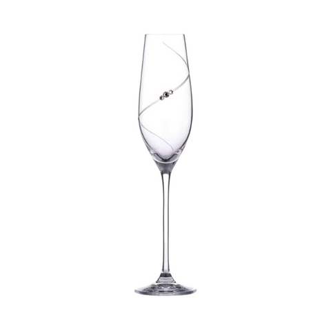 Diamante Champagne Flutes - Set of 6 - In Gift Box
