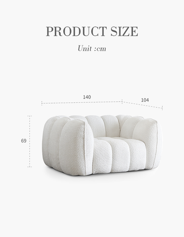 Pooky Pumpkin Single Armchair, White Boucle