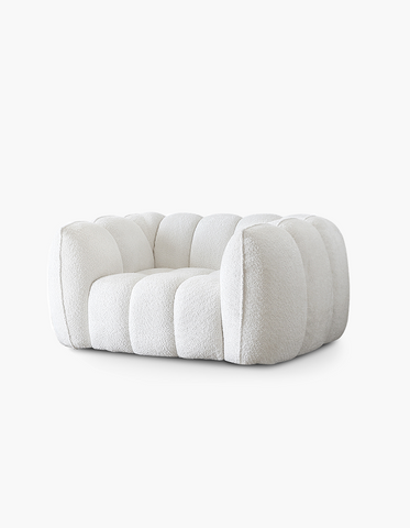 Pooky Pumpkin Single Armchair, White Boucle