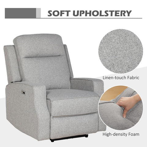 HOMCOM 150\'c2\'b0 Electric Reclining Chair, with USB port and Footrest - Grey