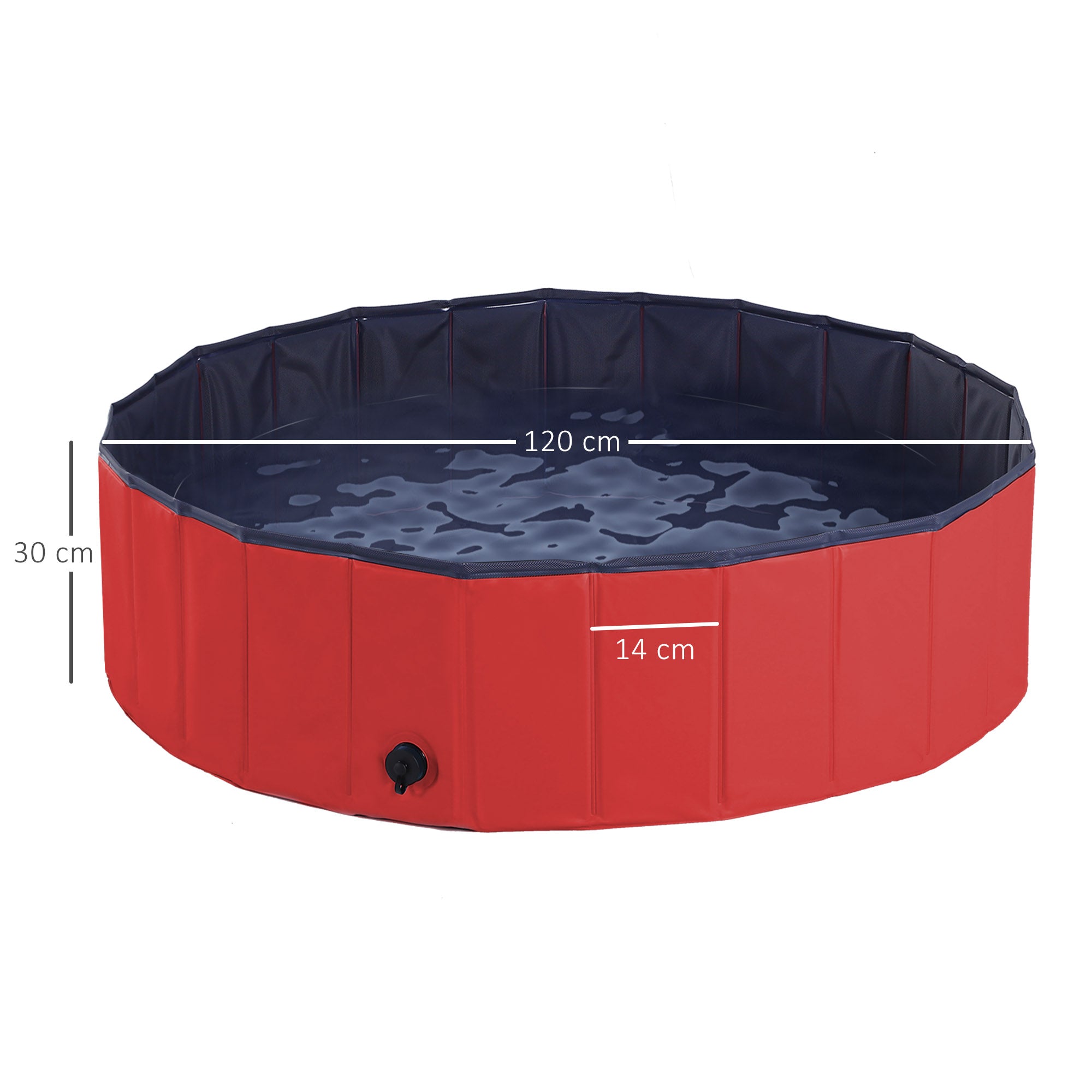 PawHut Foldable Dog Paddling Pool Pet Cat Swimming Pool Indoor/Outdoor Collapsible Summer Bathing Tub Shower Tub Puppy Washer (Φ120 × 30H cm, Red)