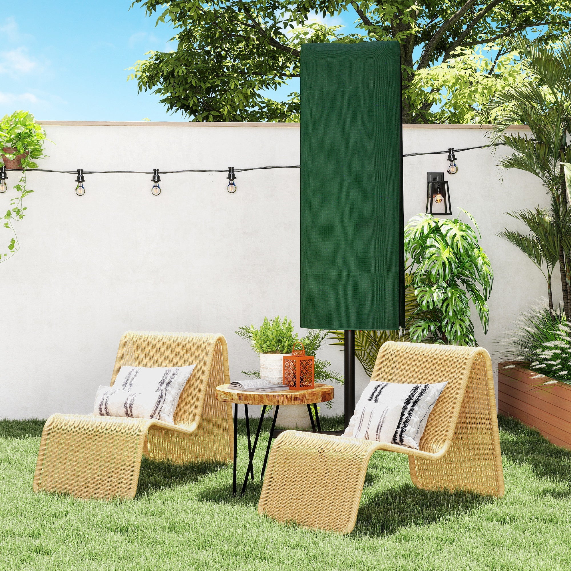 Outsunny Garden Parasol Cover, Outdoor Patio Umbrella Protector Weatherproof Garden Patio for 2-4.6m Parasol, Dark Green