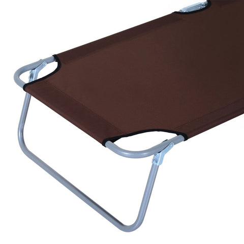 Outsunny Outdoor Foldable Sun Lounger, 4 Level Adjustable Backrest  Reclining Sun Lounger Chair with Angle Adjust Sun Shade Awning for Beach, Garden, Patio, Brown