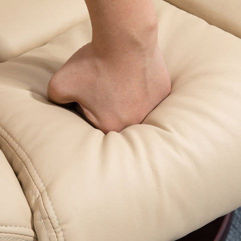 HOMCOM Faux Leather 135\'c2\'b0 Reclining Chair and Footstool - Beige