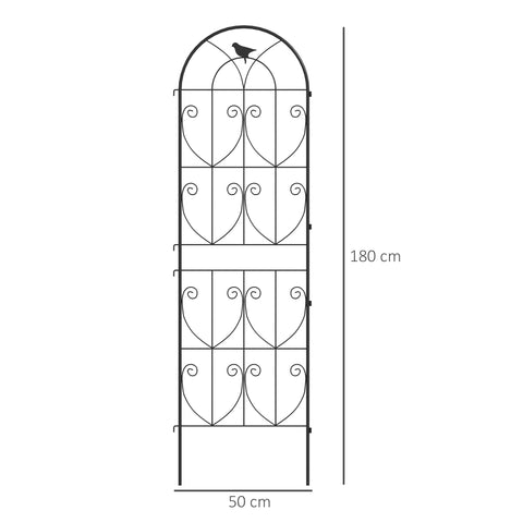 Outsunny Set of 2 Garden Trellis, Metal Fence Panels for Climbing Outdoor Plants, Flowers, 180 x 50cm