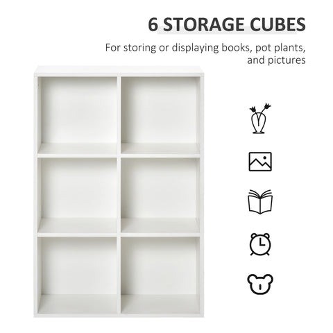 HOMCOM Six-Cube Bookcase - White Wood Effect