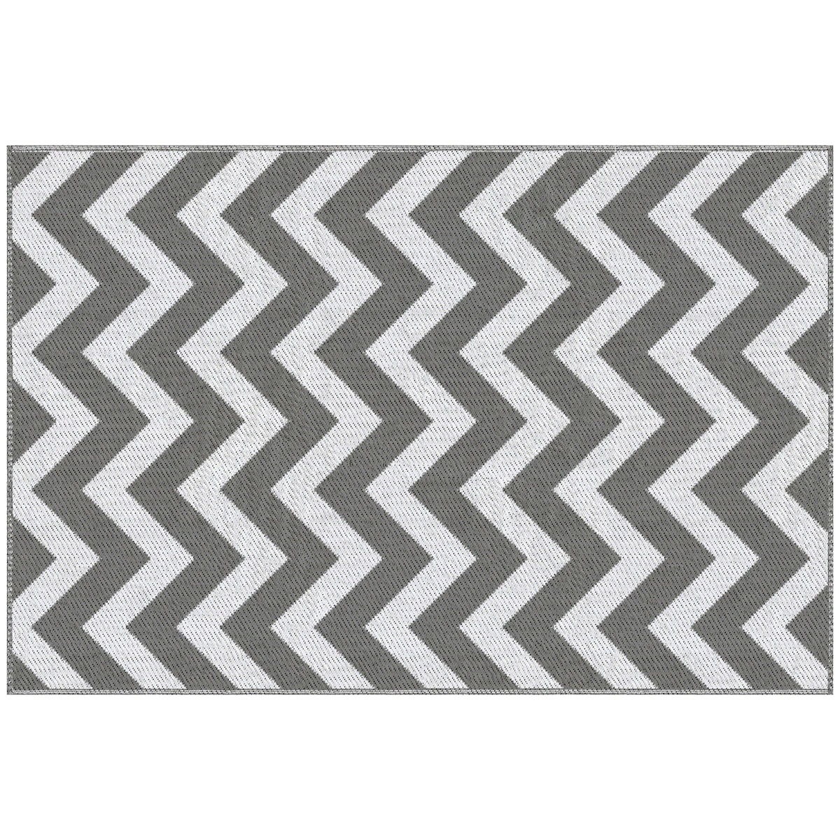 Outsunny Reversible Outdoor Rug, 1.2 x 1.8m Patio Carpet, Waterproof Plastic Rug for Garden, Deck, Picnic, Beach, Camping, Grey and White