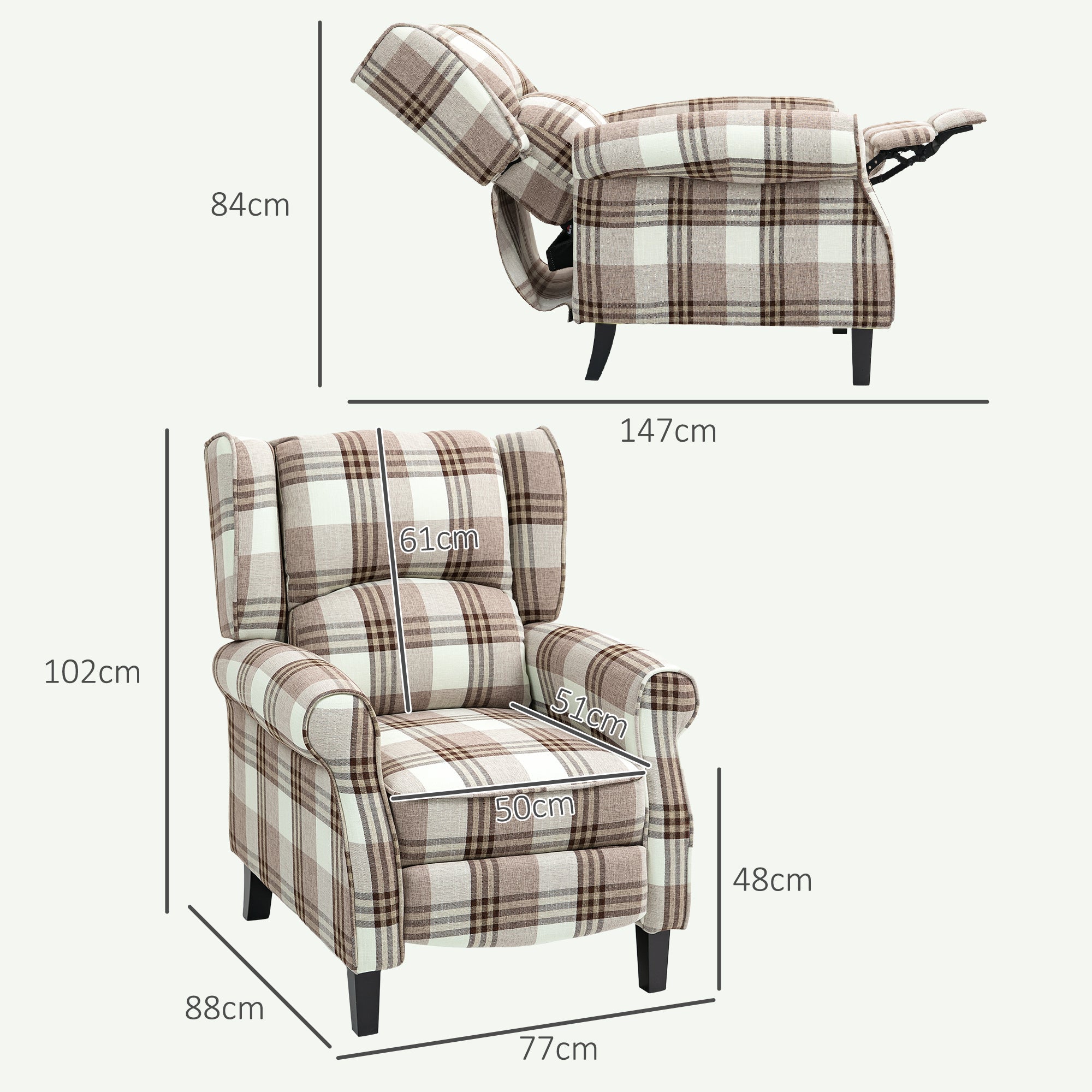 HOMCOM 160\'c2\'b0 Reclining Armchair, with Footrest - Brown
