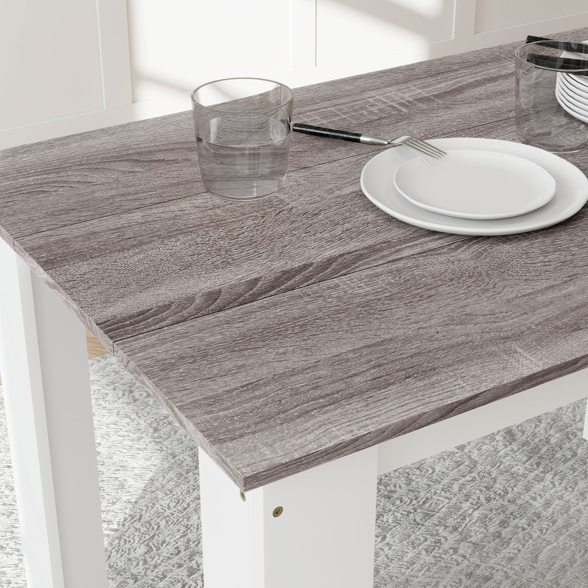 HOMCOM Dining Table for 4-6 People, Kitchen Table with Wood Effect for Dining Room, Grey