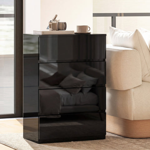 HOMCOM Chest of Drawers, 4-Drawer Storage Cabinets, Modern Dresser, Storage Drawer Unit for Bedroom