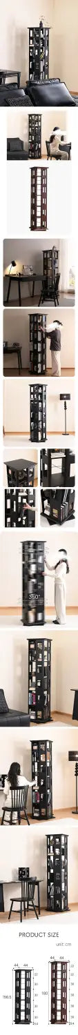 Bartholomew Rotating Bookshelf Magazine Rack Solid Wood