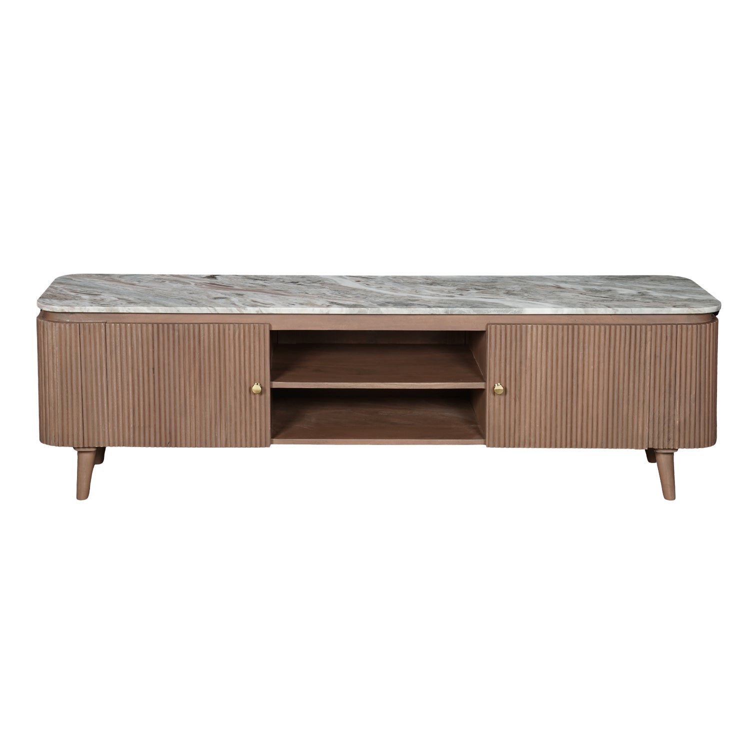 Bundi Natural Marble & Wood Large Tv Cabinet