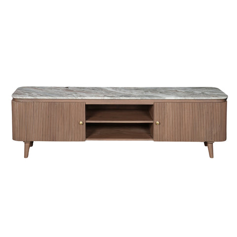Bundi Natural Marble & Wood Large Tv Cabinet