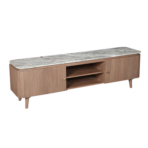 Bundi Natural Marble & Wood Large Tv Cabinet