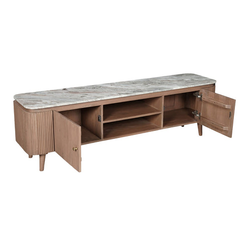 Bundi Natural Marble & Wood Large Tv Cabinet