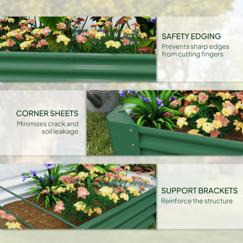 Outsunny 180 x 90cm Galvanised Steel Open Planter - Green
