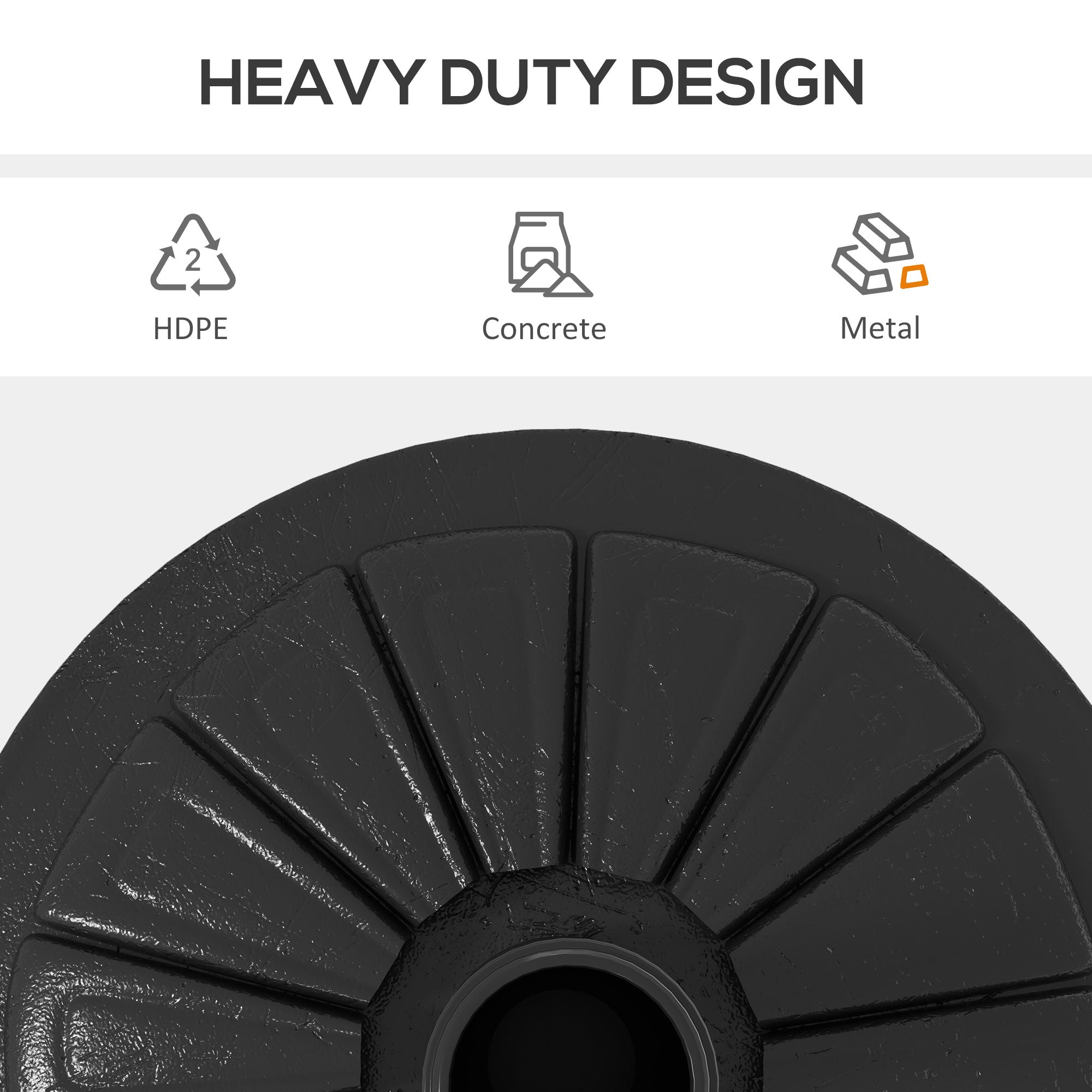 Outsunny Umbrella Base, Heavy Duty Concrete Base Holder with Steel Pole, Round Parasol Stand for Patio, Outdoor, Garden, Black