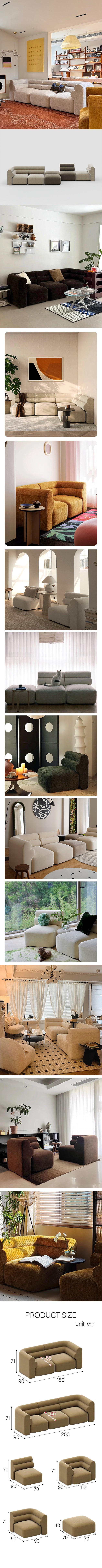 Bae Three Seater Corner Sofa, Modular Sofa, Velvet