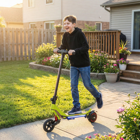 SPORTNOW Electric Scooter for Kids, Foldable E Scooter for Age Age 6+ with LED Display, RGB lights, Up to 16km/h, Green