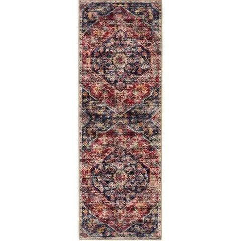 Eco-Washable Red Rug Medallion Design