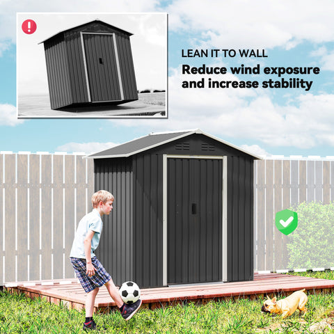 Outsunny 6.5 x 3.5ft Metal Garden Storage Shed - Dark Grey