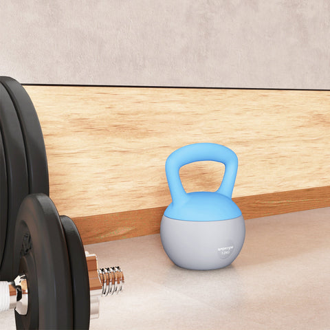 SPORTNOW 12KG Soft Kettlebell, Kettlebell with Non-Slip Handle for Home Gym, Weight Lifting, Strength Training, Light Blue/Grey