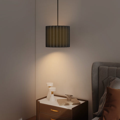 HOMCOM Linen Pendant Light, Modern Wave Ceiling Light Shade, E27 Lampshade for Living Room, Bedroom, Kitchen, Hallway, Black