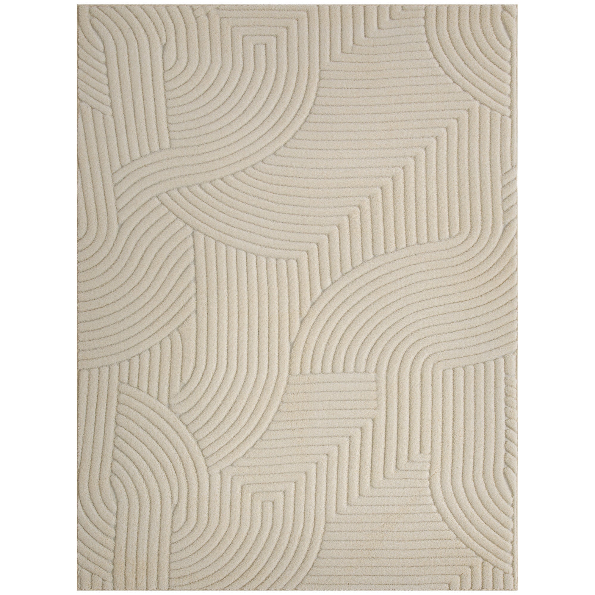 HOMCOM Modern Geometric Rug, Thick Plush, Non-Slip, 160 x 120 cm – Cream, Living Room/Bedroom/Office