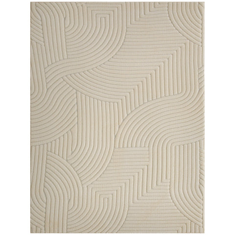 HOMCOM Modern Geometric Rug, Thick Plush, Non-Slip, 160 x 120 cm – Cream, Living Room/Bedroom/Office