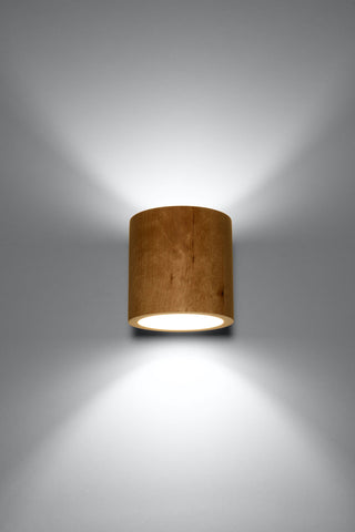 Wall Lamp ORBIS Up/Down Natural Wood Round Tube Boho Design LED G9