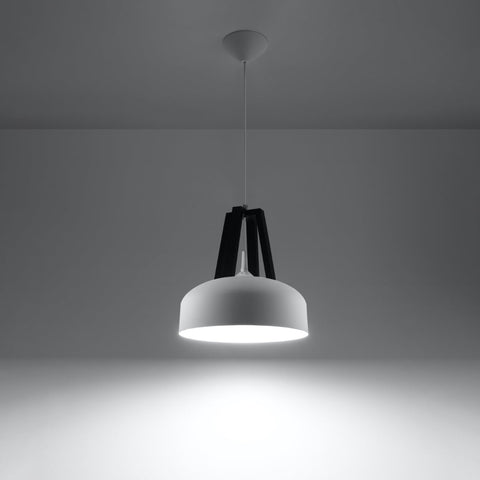Pendant lamp steel, wood Casco modern Design E27