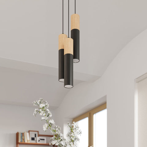 Ceiling lamp steel, wood Pablo modern Design GU10