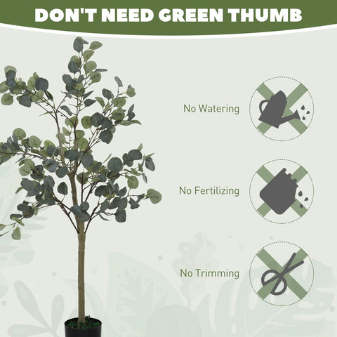 HOMCOM 2 Pack Artificial Plants, Faux Silk Eucalyptus Trees