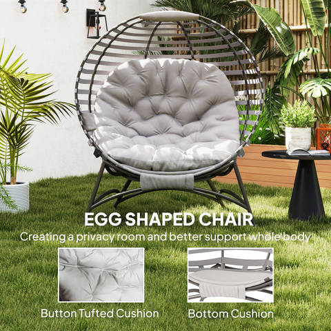 Outsunny Egg Chair w/ Cushion Steel Frame and Side Pocket