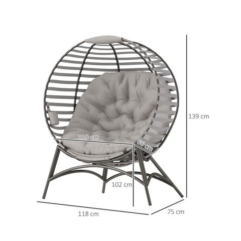 Outsunny Egg Chair w/ Cushion Steel Frame and Side Pocket