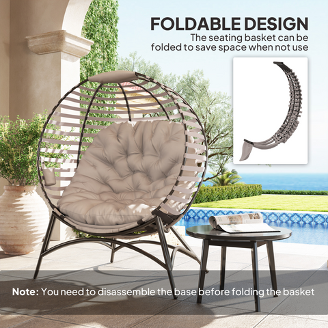 Outsunny Egg Chair w/ Cushion Steel Frame and Side Pocket