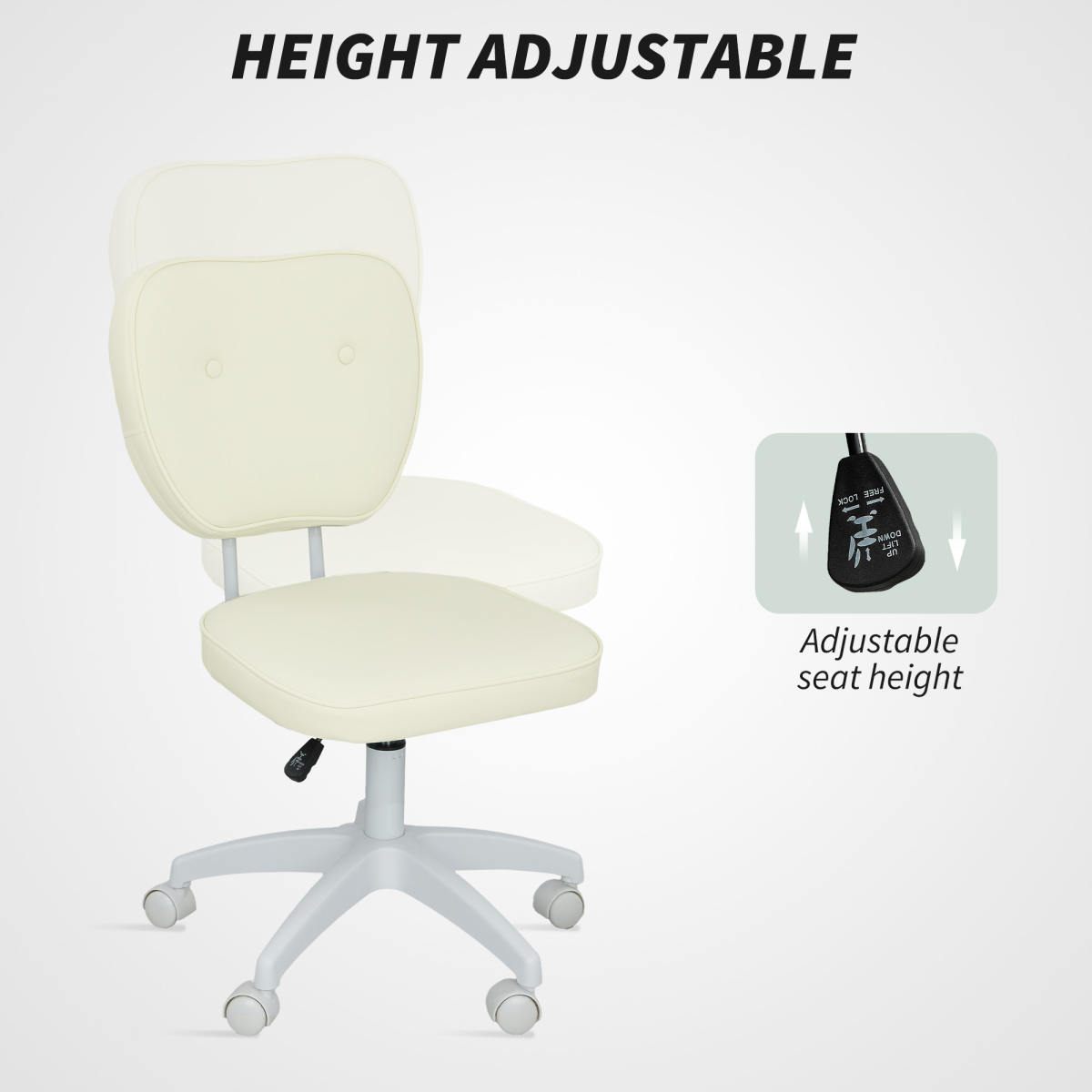 Vinsetto Vanity Task Chair with Adjustable Height, Armless