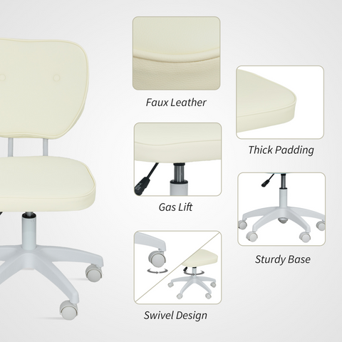 Vinsetto Vanity Task Chair with Adjustable Height, Armless