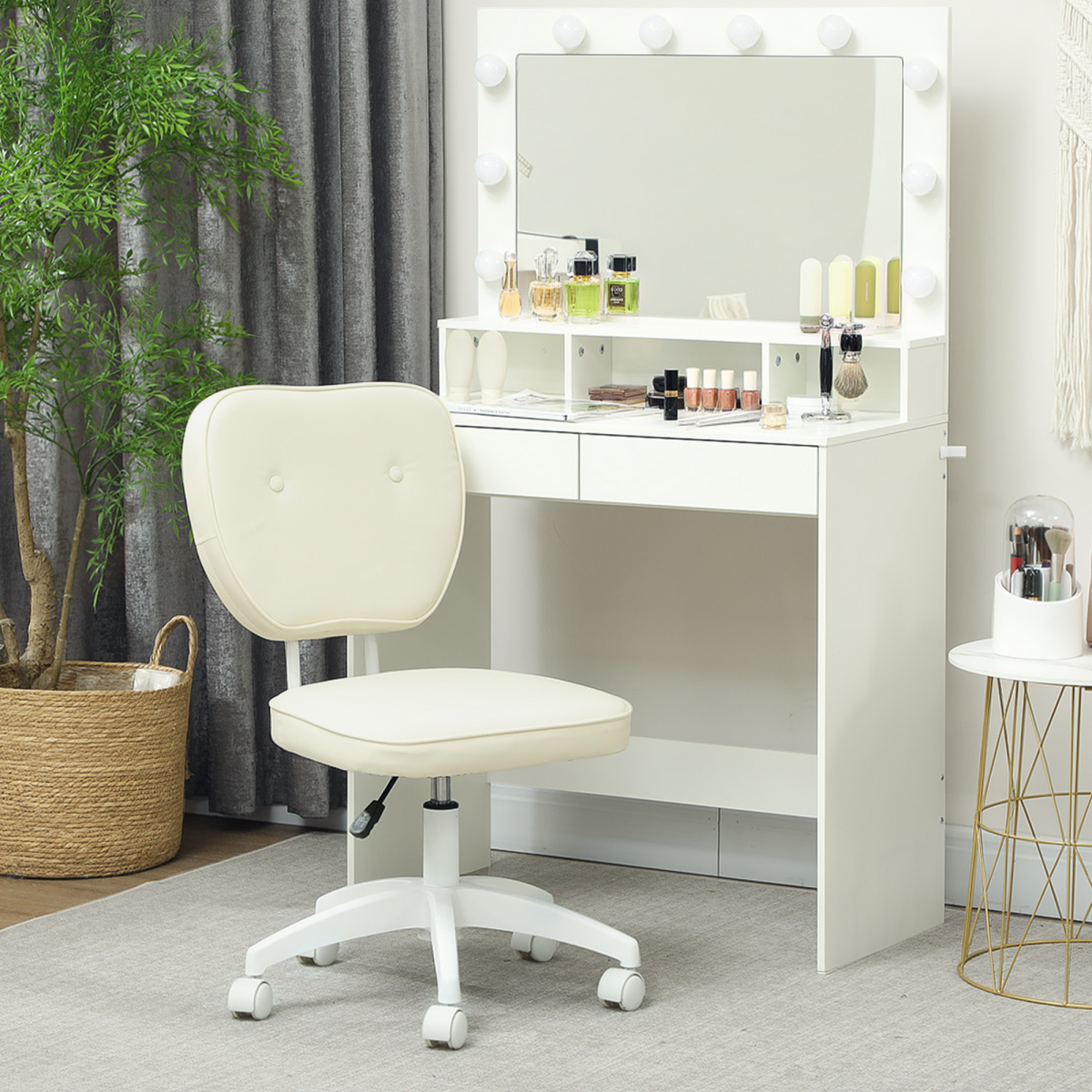 Vinsetto Vanity Task Chair with Adjustable Height, Armless