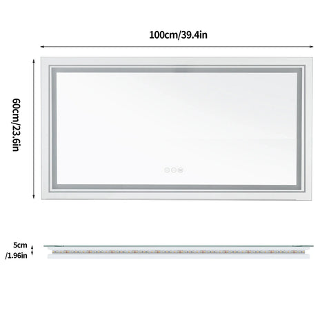 Jumbo-Large Illuminated LED Bathroom Mirror, Front and Backlit Lights, Wall Mounted, Touch Anti-fog Vanity Mirror