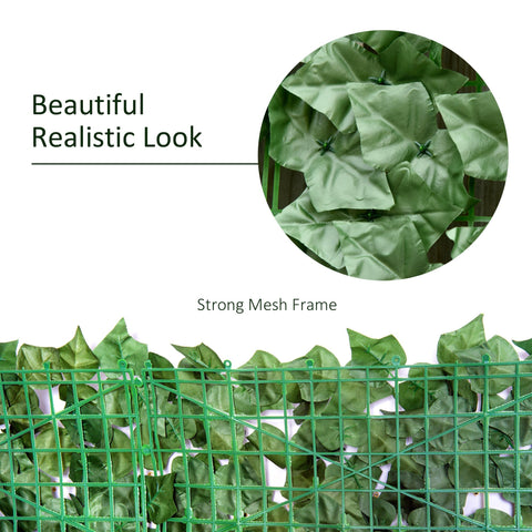 Outsunny 1-Piece Artificial Leaf Hedge Screen Privacy Fence Panel for Garden Outdoor Indoor Decor, Dark Green, 3M x 1M