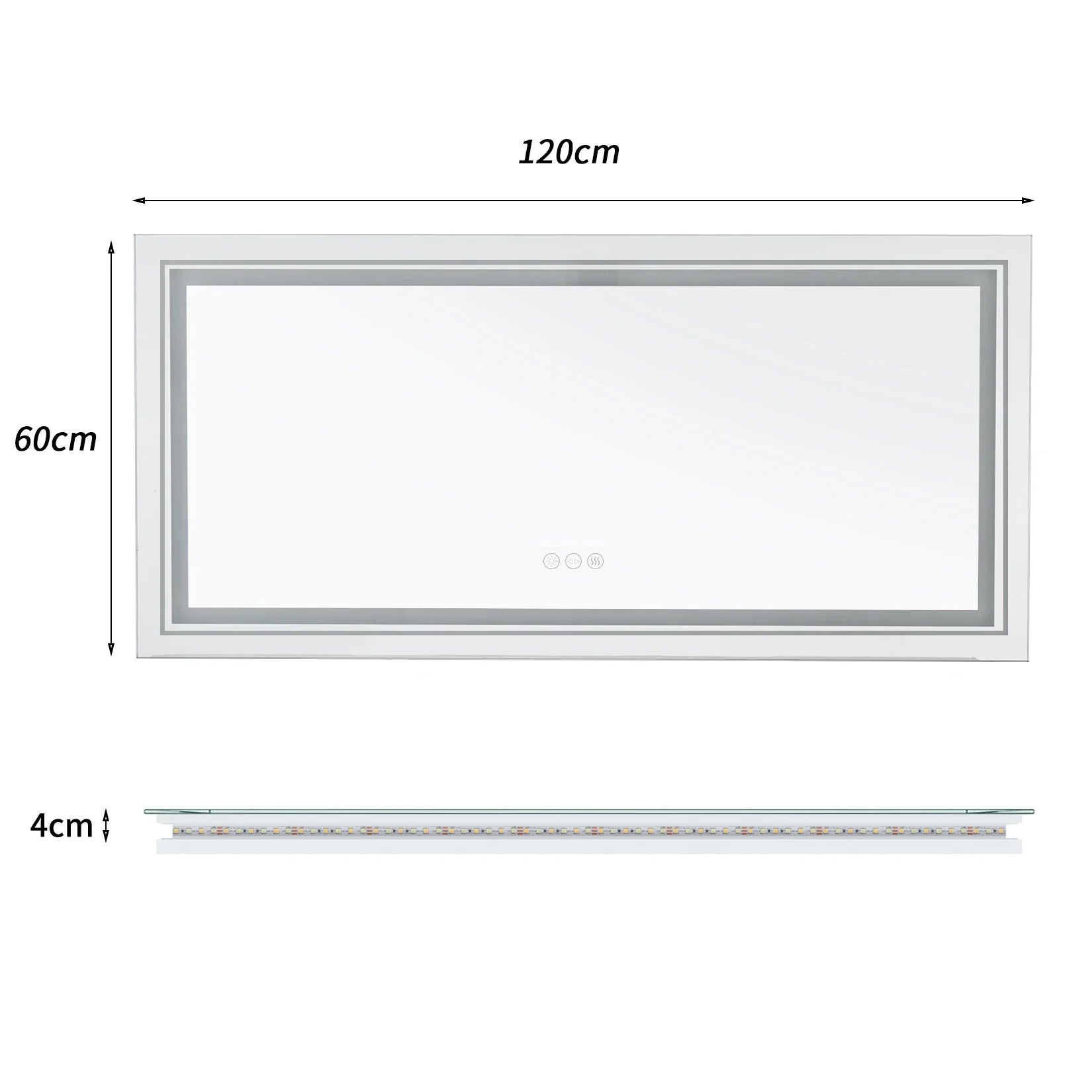 Jumbo-Large Illuminated LED Bathroom Mirror, Front and Backlit Lights, Wall Mounted, Touch Anti-fog Vanity Mirror