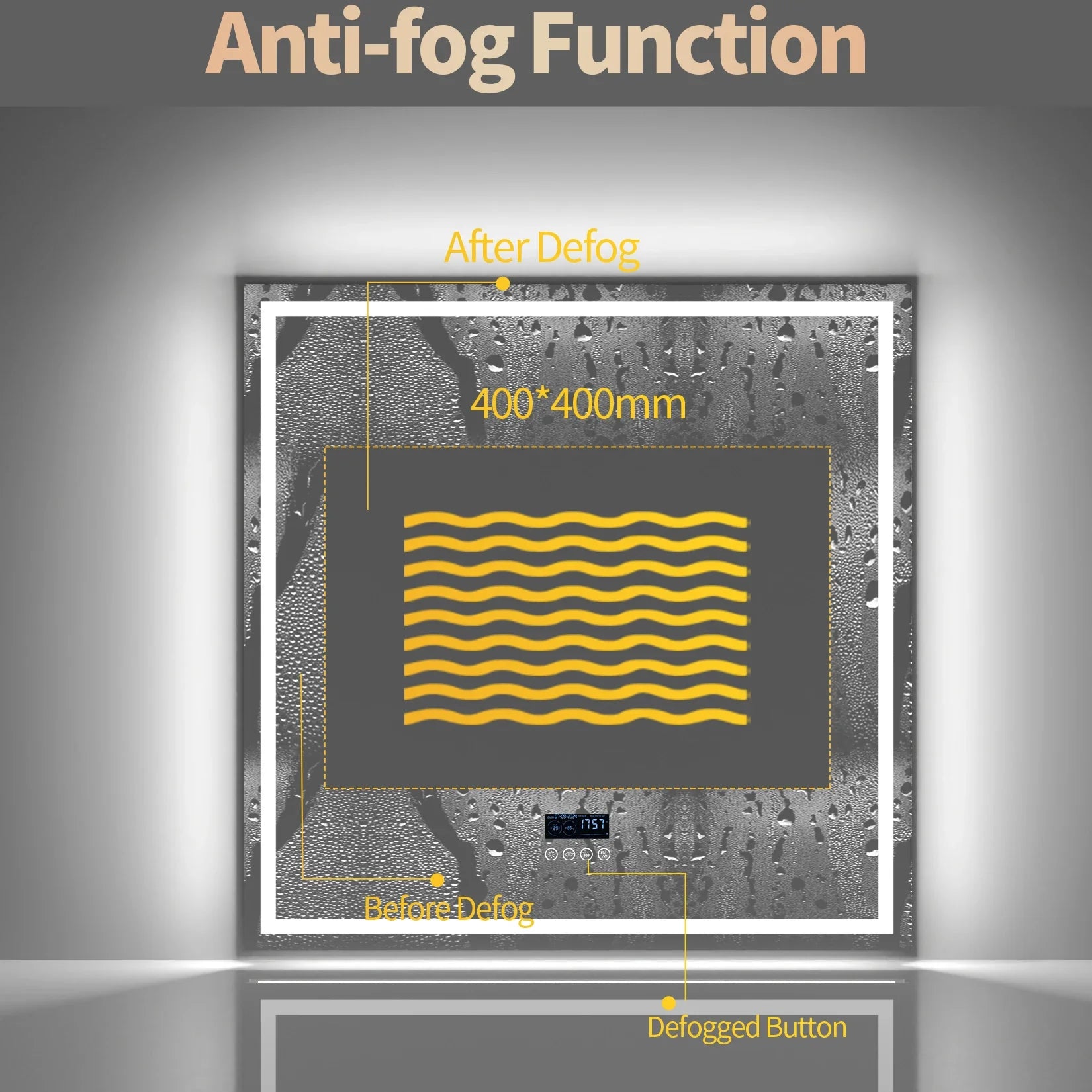 Dual Lighted Bluetooth Music LED Bathroom Mirror Touch Antifog Wall Vanity Mirror 3 Colors Adjustable Round/Square