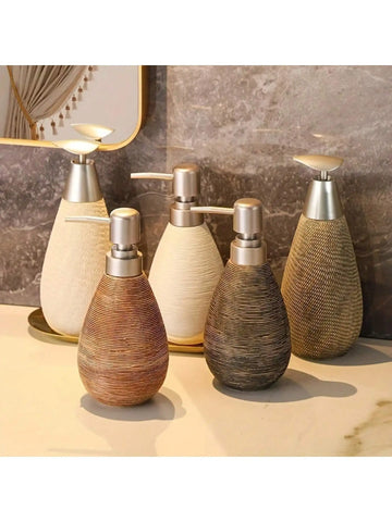 Creative Retro Style Ceramic Push-Type Soap Dispenser With Pump,  Hand Soap Bottle, Suitable For Bathrooms Kitchens And Toilets
