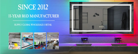 LUVODI Waterproof Illuminate Bathroom Light Vanity Mirror Frameless Touch Screen Backlit Demist Wash Basin Mirror