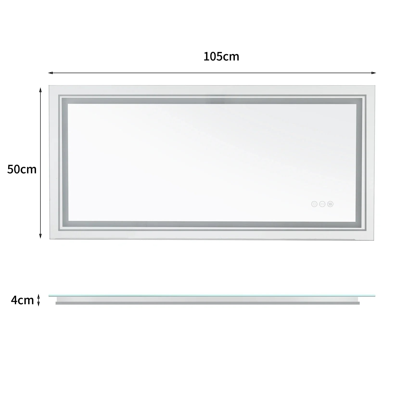 Large Wall-Mounted LED Illuminated Bathroom Mirror Touch Antifog Vanity Mirror Dimmable Commercial-Grade 42"