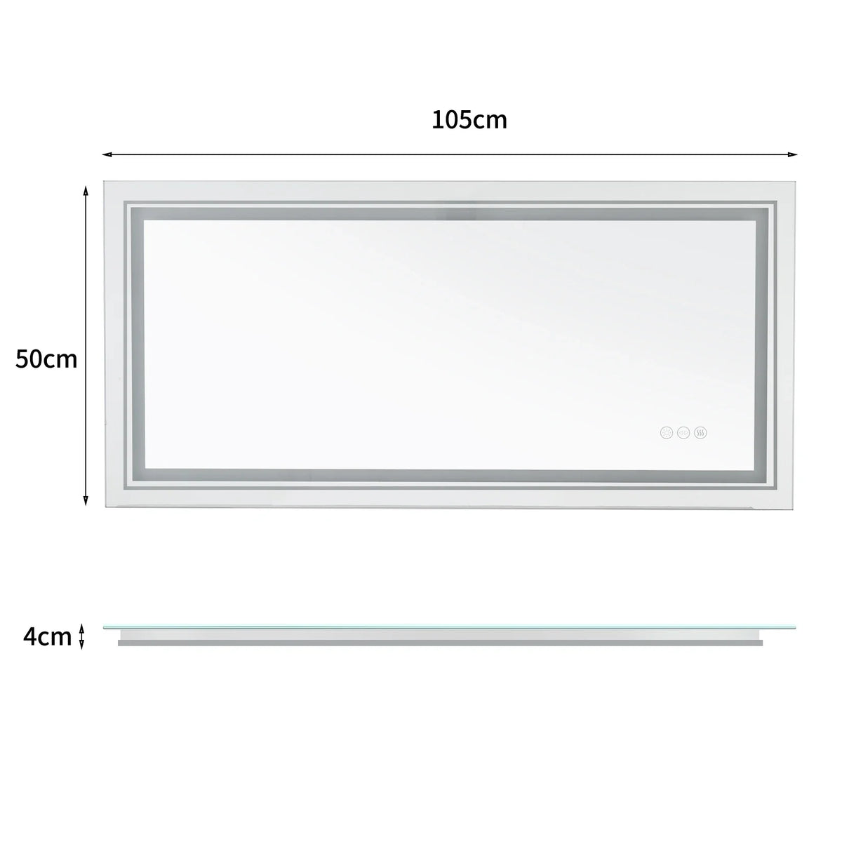 Large Wall-Mounted LED Illuminated Bathroom Mirror Touch Antifog Vanity Mirror Dimmable Commercial-Grade 42"