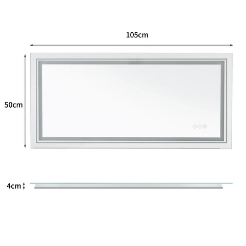 Large Wall-Mounted LED Illuminated Bathroom Mirror Touch Antifog Vanity Mirror Dimmable Commercial-Grade 42"
