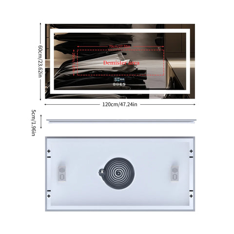 Extra Long Rectangle LED Bathroom Mirror with Bluetooth Speaker Front-lit and Backlight Vanity Mirror Smart Anti-fog