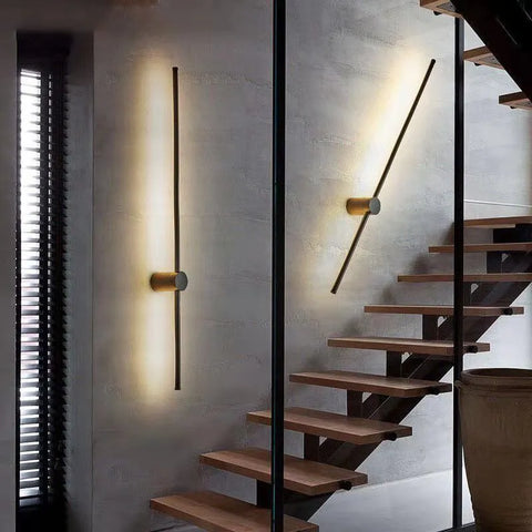 Black LED Wall Light - Warm Modern Bedroom Lounge Lamp Easy Install